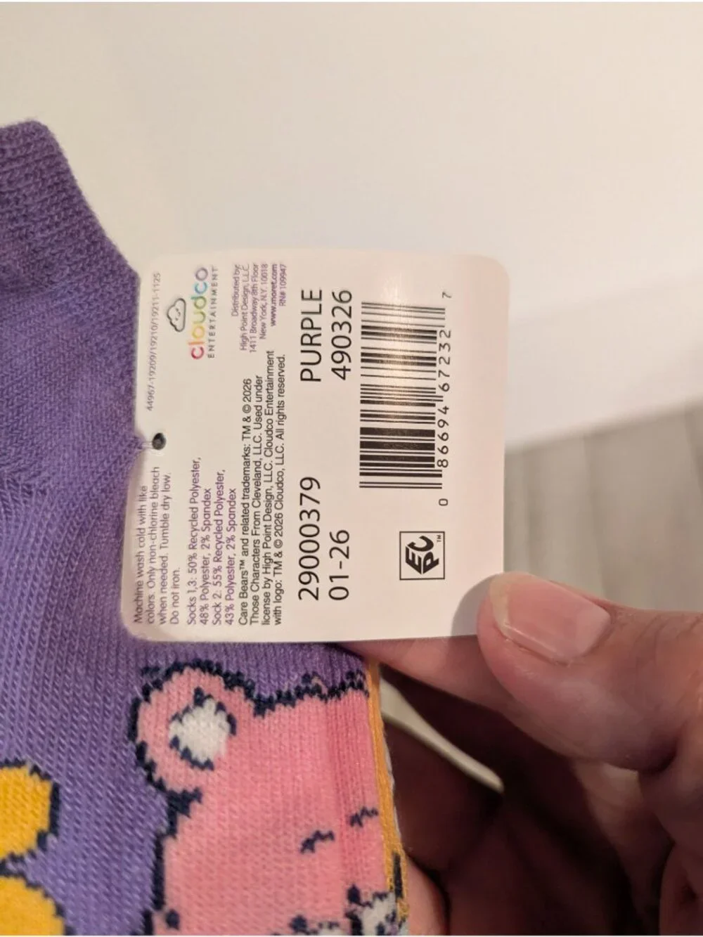 Care Bears Low Cut Socks Shoe Size 4-10 Set of 3 Pairs Purple